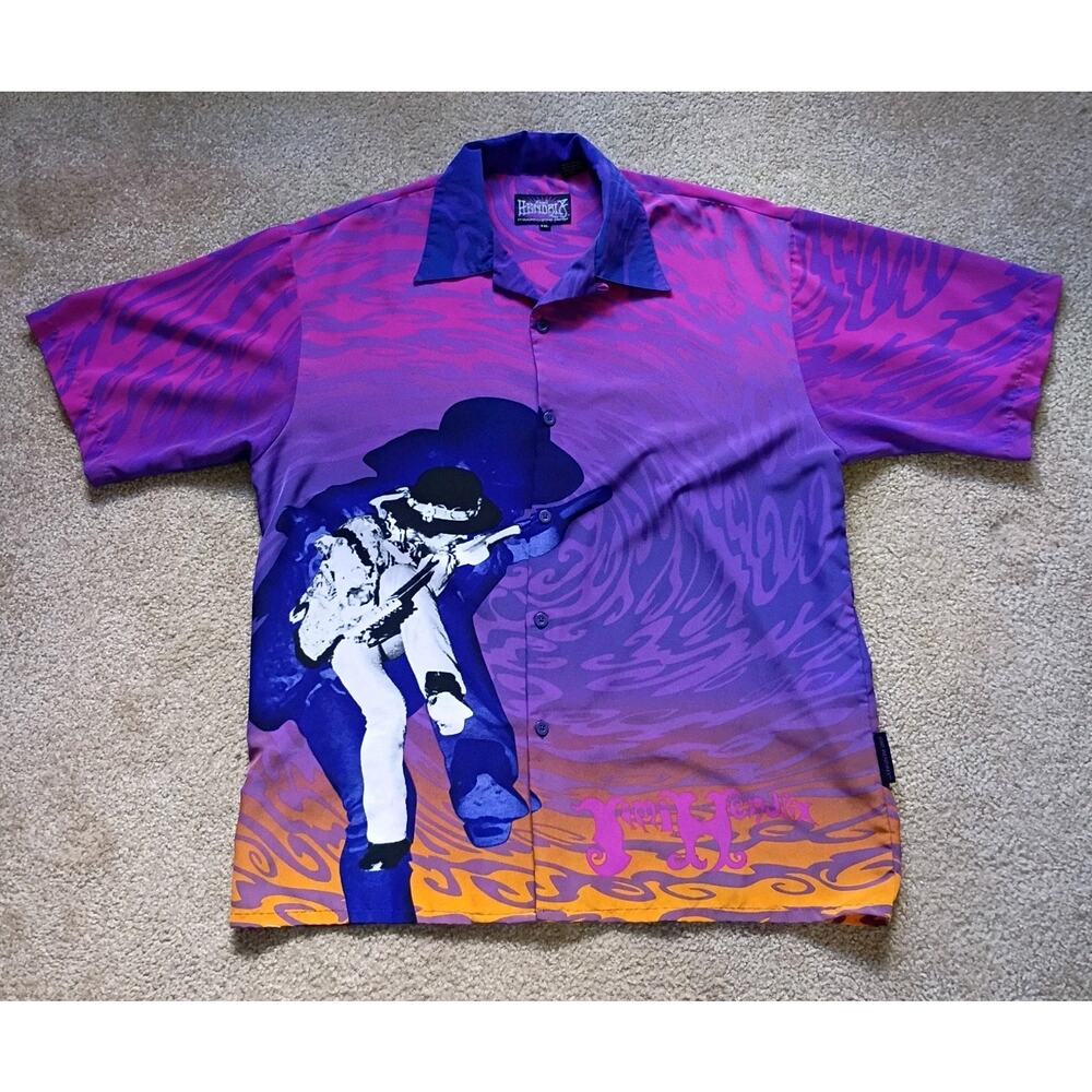 JIMI HENDRIX Brand Psychedelic Button-Down Shirt XXL Rare Purple Haze Rock Roll